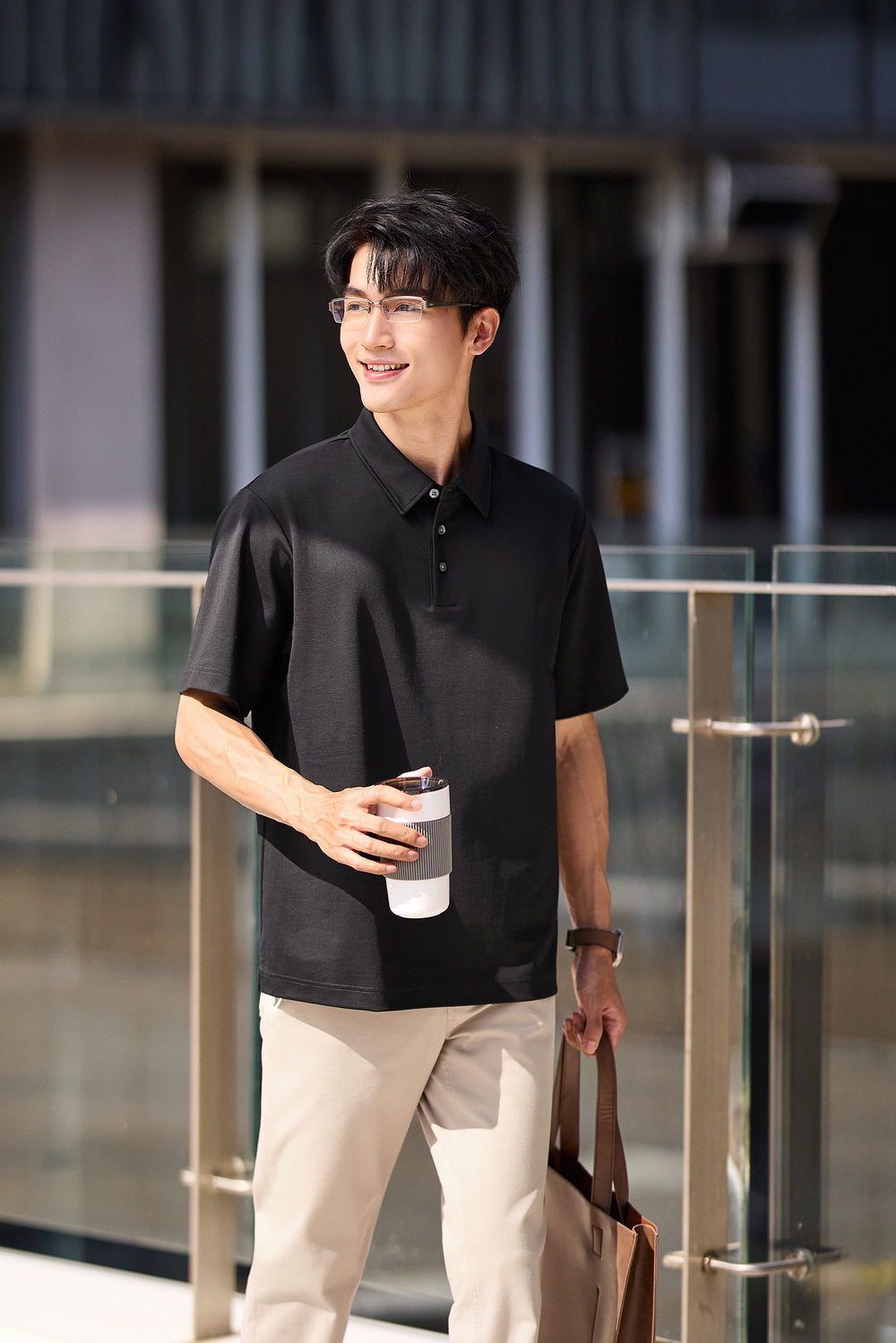 VISDRY™ Double-Face Knit Polo | Black BKFD01