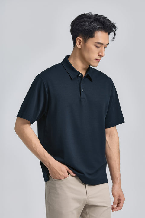 VISDRY™ 雙面針織Polo | 深藍 14036N