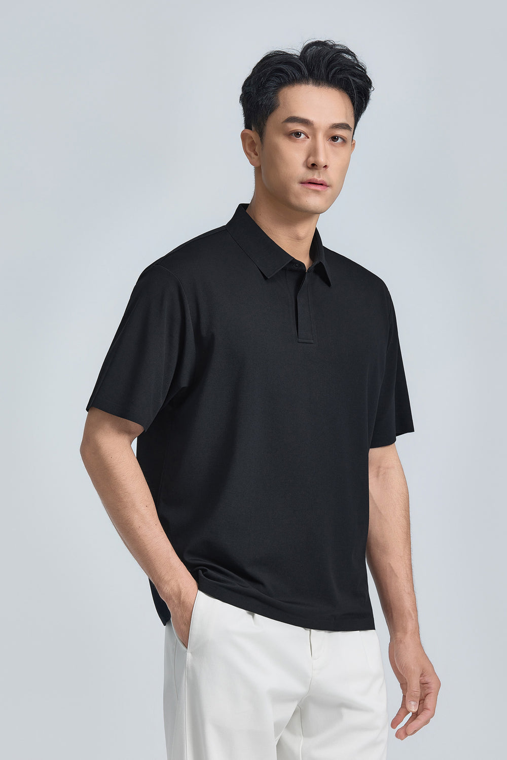 VISDRY™  珠地 Polo  黑色 BKFD01