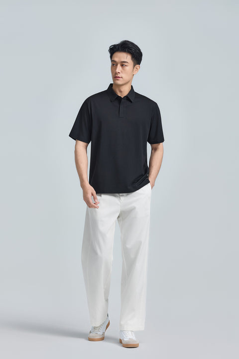 VISDRY™ Concealed Placket Sharp Pique Polo | Black BKFD01