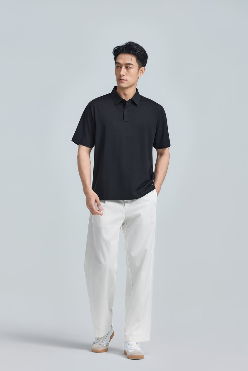 VISDRY™ Concealed Placket Sharp Pique Polo | Black BKFD01