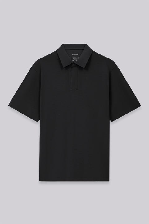 VISDRY™ Bonded Concealed Placket Pique Polo | Black BKFD01