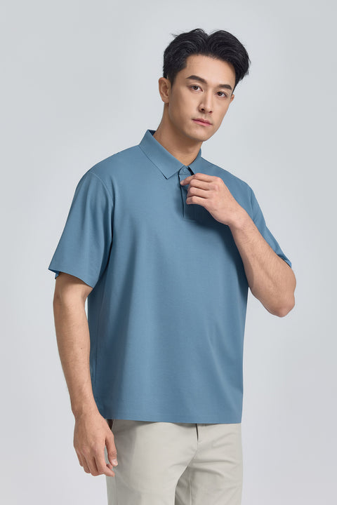 VISDRY™ Bonded Concealed Placket Pique Polo | Mystic Blue BLE128