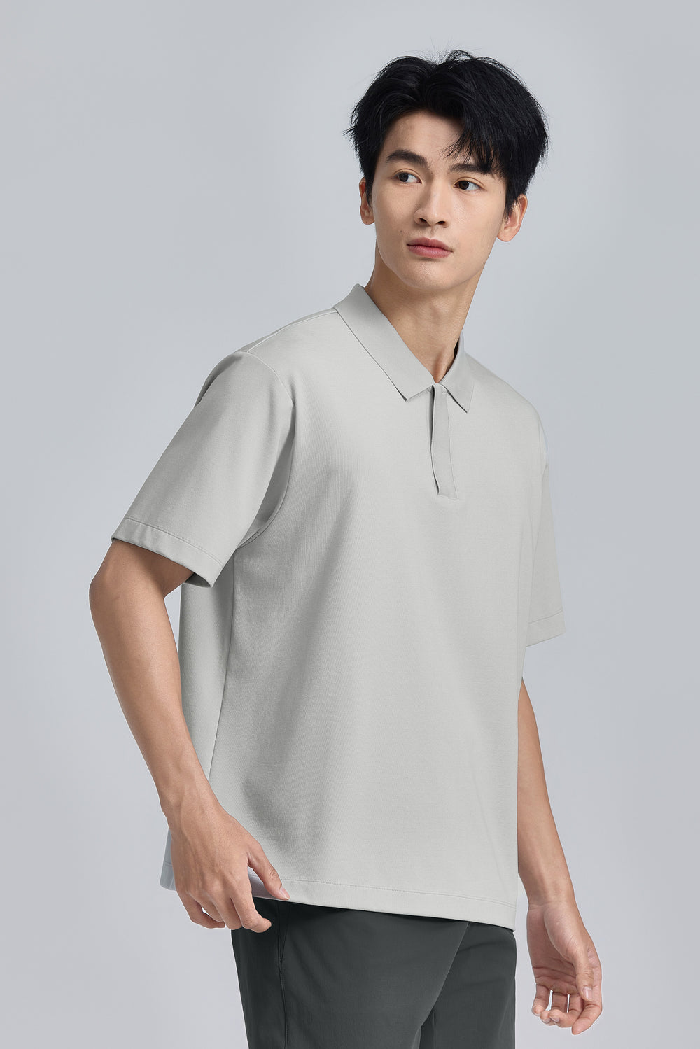 PrismCool 拉鍊領Polo  灰色 GYE128