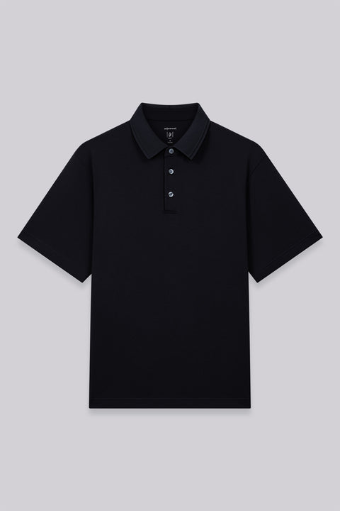 VISDRY™ Tonal Tipped Pique Polo | Black BKFD01