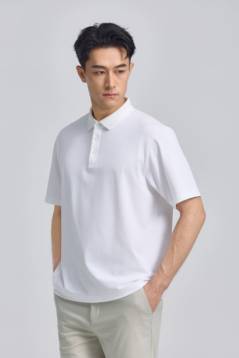 VISDRY™ 立體壓紋珠地 Polo | 白色 WH001Z