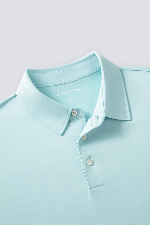 Cotton-Silk Jacquard Polo | Iced Aqua PT5410