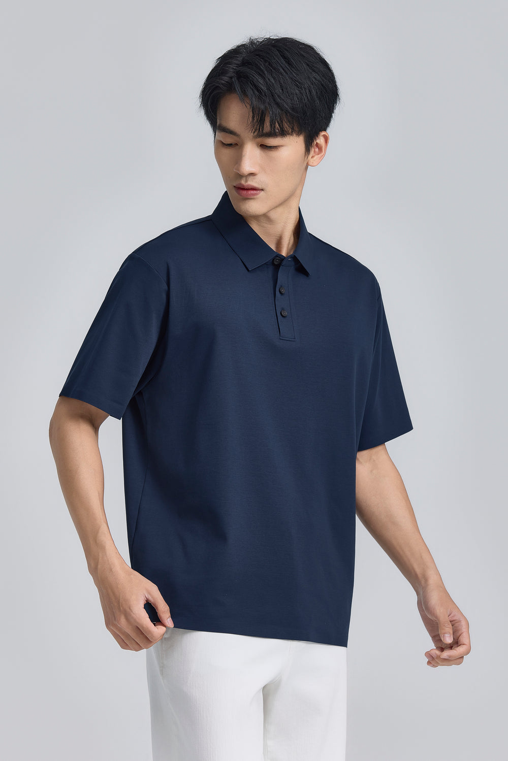 InstantCool 織Polo  深藍