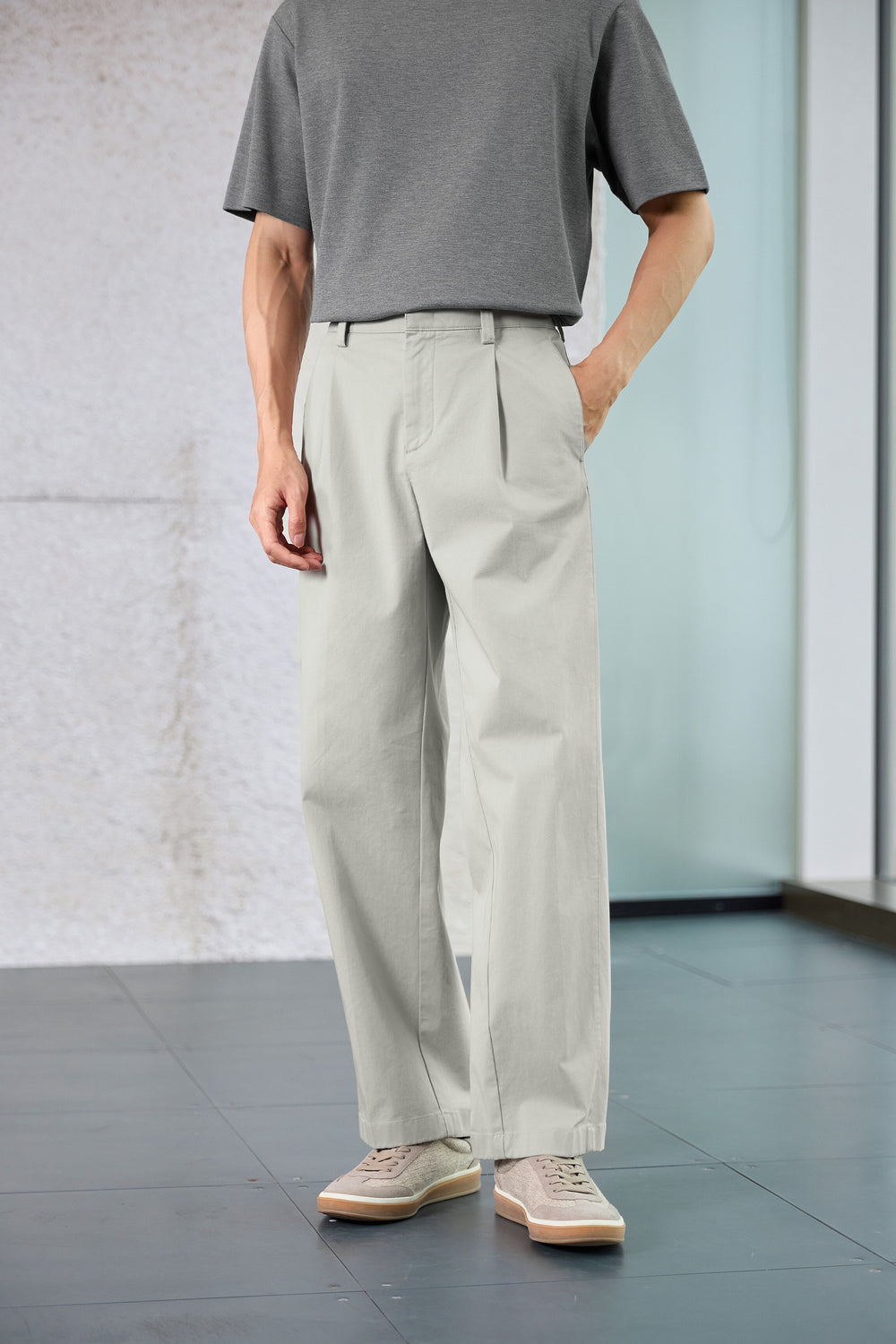 Cotton Barrel Leg Pants | Sand Khaki 24712P