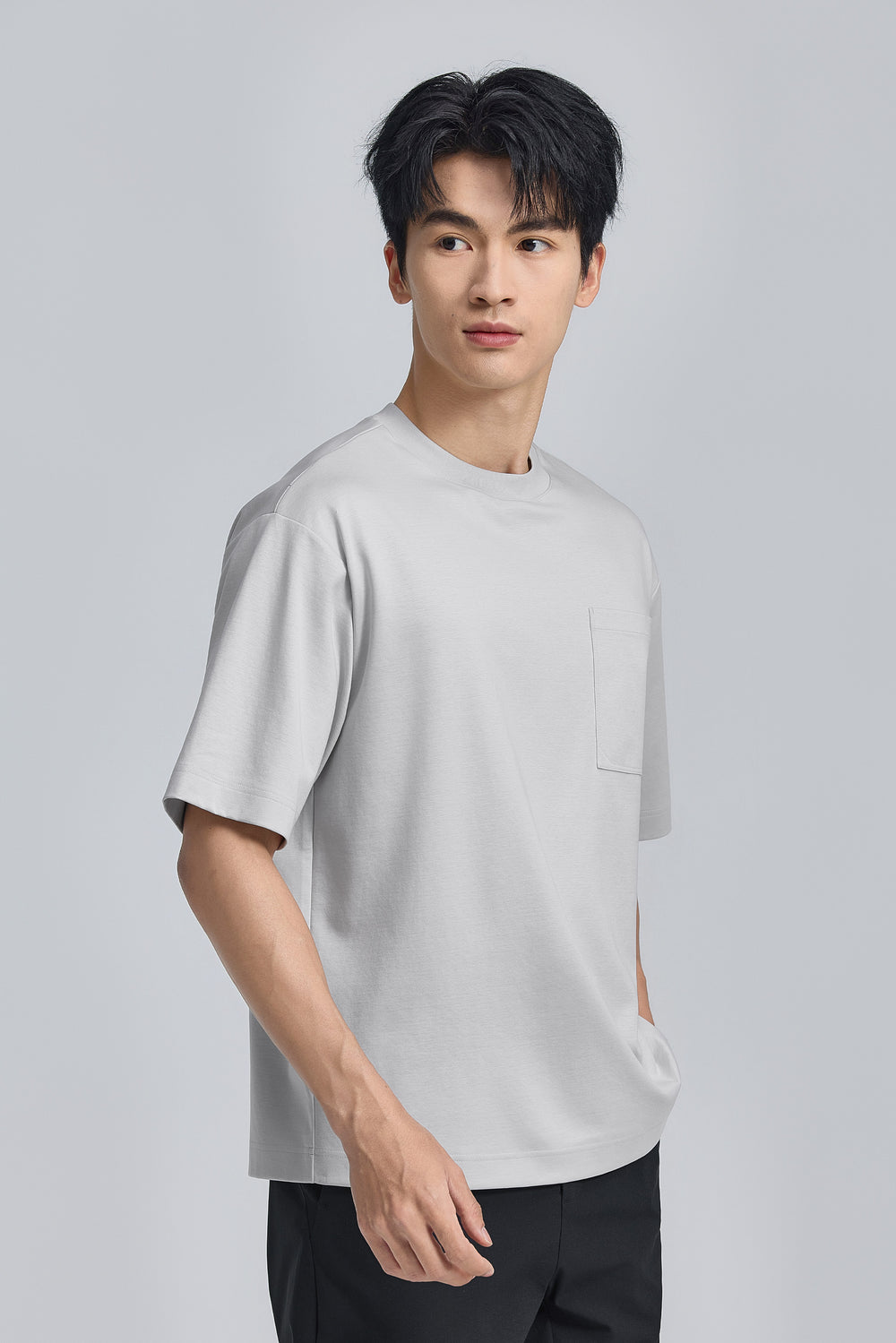 InstantCool Double-Face Knit Crew Neck Pocket T-shirt | Light Grey GYFL01