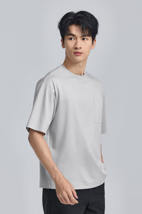 InstantCool 雙面針織圓領口袋T恤 | 淺灰色 GYFL01