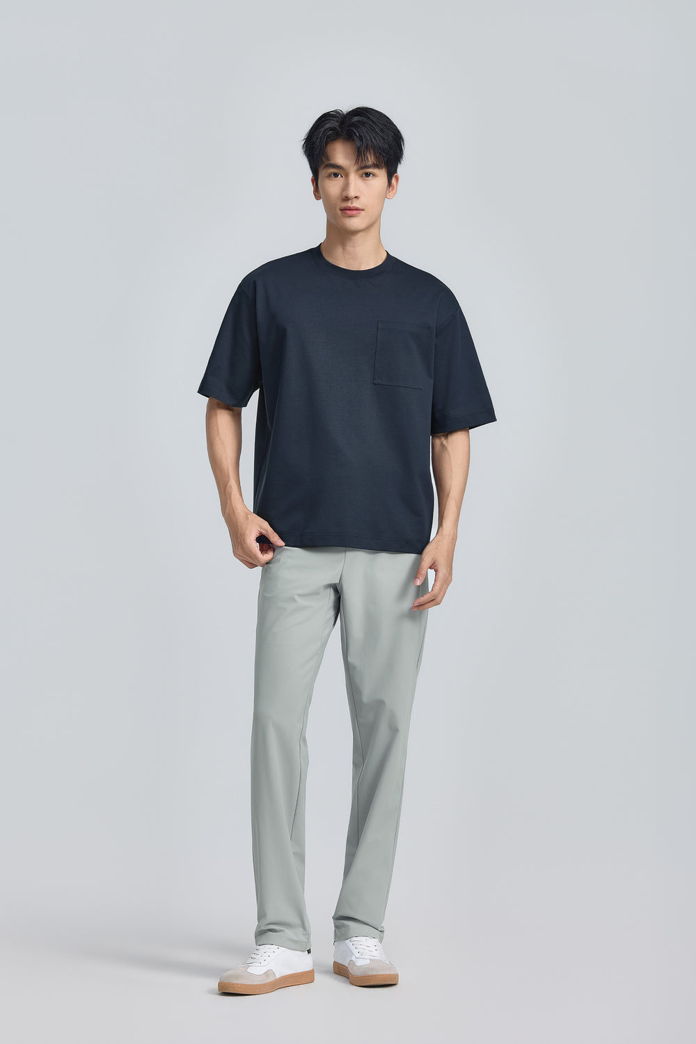 InstantCool Double-Face Knit Crew Neck Pocket T-Shirt | Navy 14036N