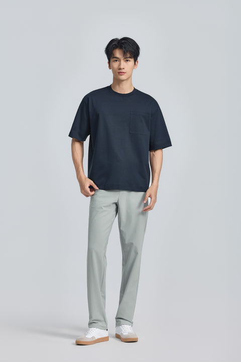 InstantCool 織圓領口袋T恤 |深藍