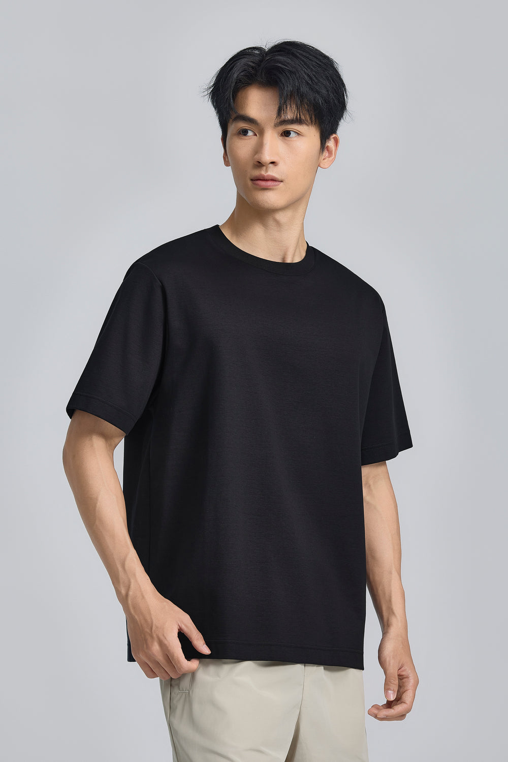 InstantCool 雙面針織圓領T恤 | 黑色 BKFD01