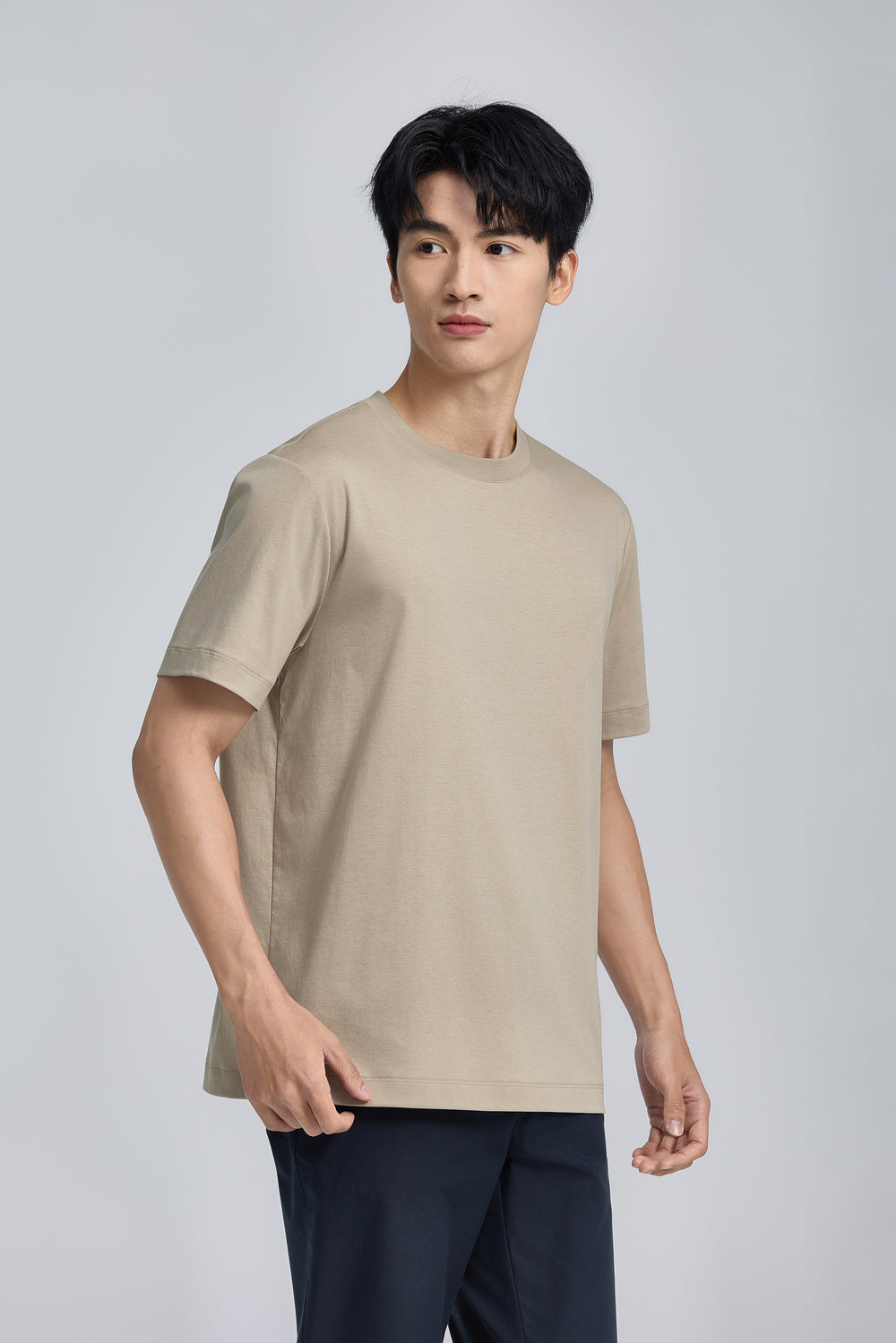 Cotton-Wool Crew Neck Slim Fit T-Shirt | Pure Cashmere PT1103