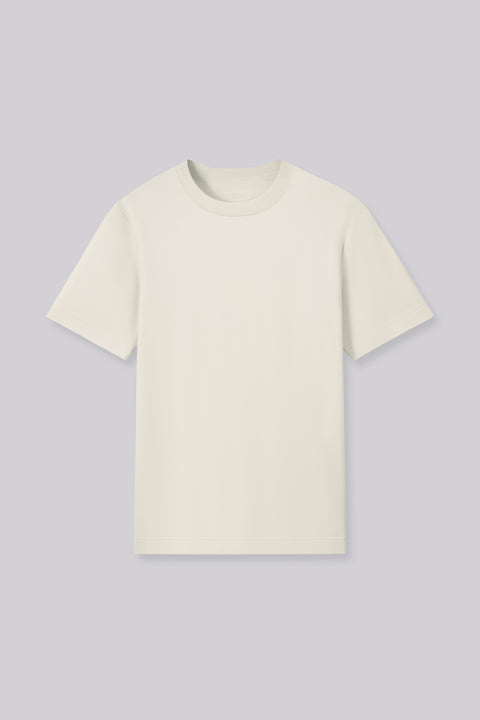Cotton-Silk Crew Neck Slim Fit T-Shirt | Light Beige WMGR1U