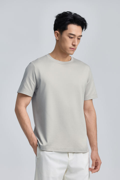 棉絲圓領修身T恤 | 銀灰色 PT1400