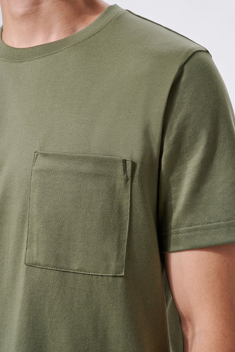 Regal Crew Neck Pocket T-Shirt | Olive GNE474