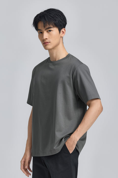 InstantCool Double-Face Knit Crew Neck T-shirt | Dark Grey GYE149