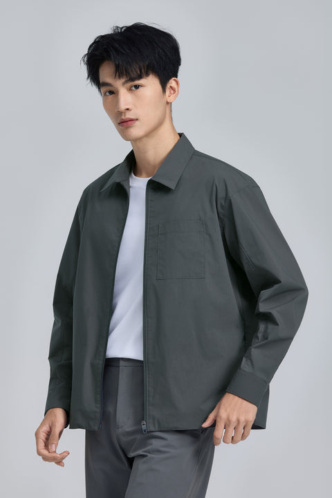 UV-Protection Lightweight Shirt Jacket | Dark Grey 25401N