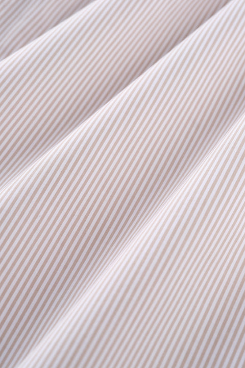 Wrinkle-Free Poplin Dress Shirt | Light Khaki Stripes 12957N