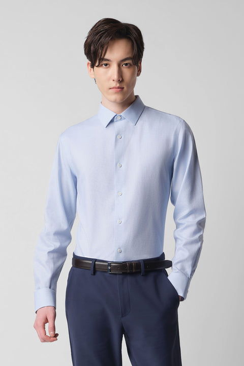 Wrinkle-Free Classic Herringbone Dress Shirt | Light Blue 29288N