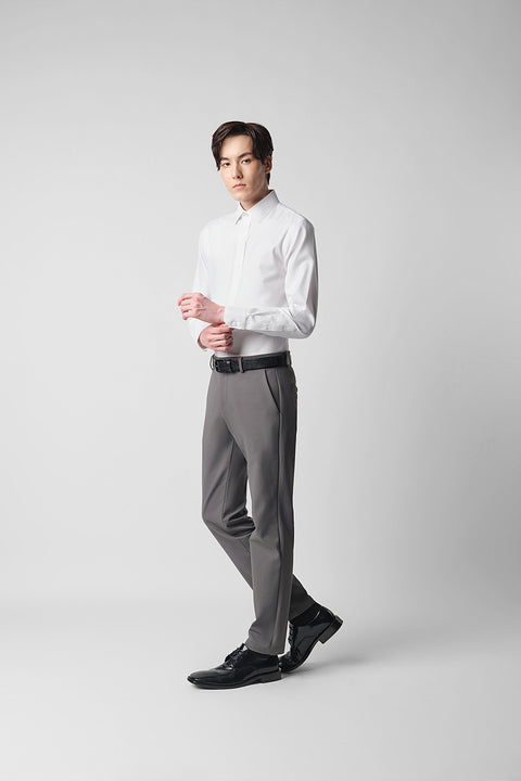Wrinkle-Free Classic Herringbone Dress Shirt | White WH001Z