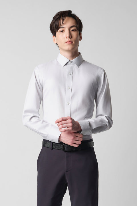 Wrinkle-Free Classic Herringbone Dress Shirt | Light Grey 31880N