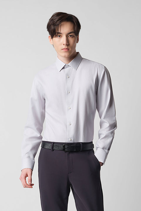 VISDRY™ Basketweave Dress Shirt | Light Grey 32008N