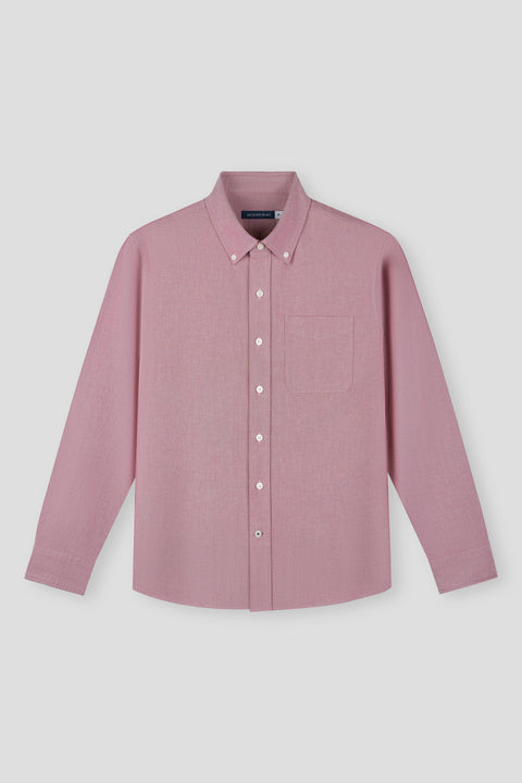 Soft Oxford Button-Down Casual Shirt | Burgundy 13028N