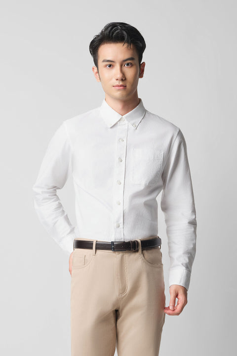 Soft Oxford Button-Down Casual Shirt | White WH001Z
