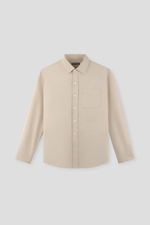 Soft Twill Point Collar Casual Shirt | Khaki 8036NZ