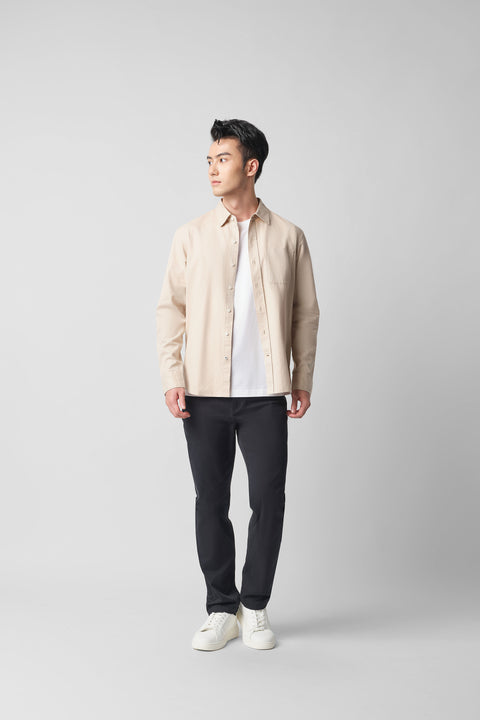 Soft Twill Point Collar Casual Shirt | Khaki 8036NZ