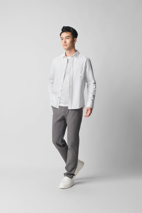 Soft Twill Point Collar Casual Shirt | White WH001Z