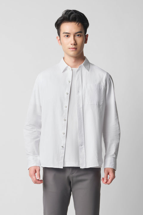 Soft Twill Point Collar Casual Shirt | White WH001Z
