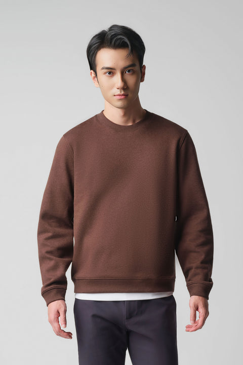 Cotton-Yak Ribbed Jacquard Crew Neck Sweater | Deep Brown VE3771
