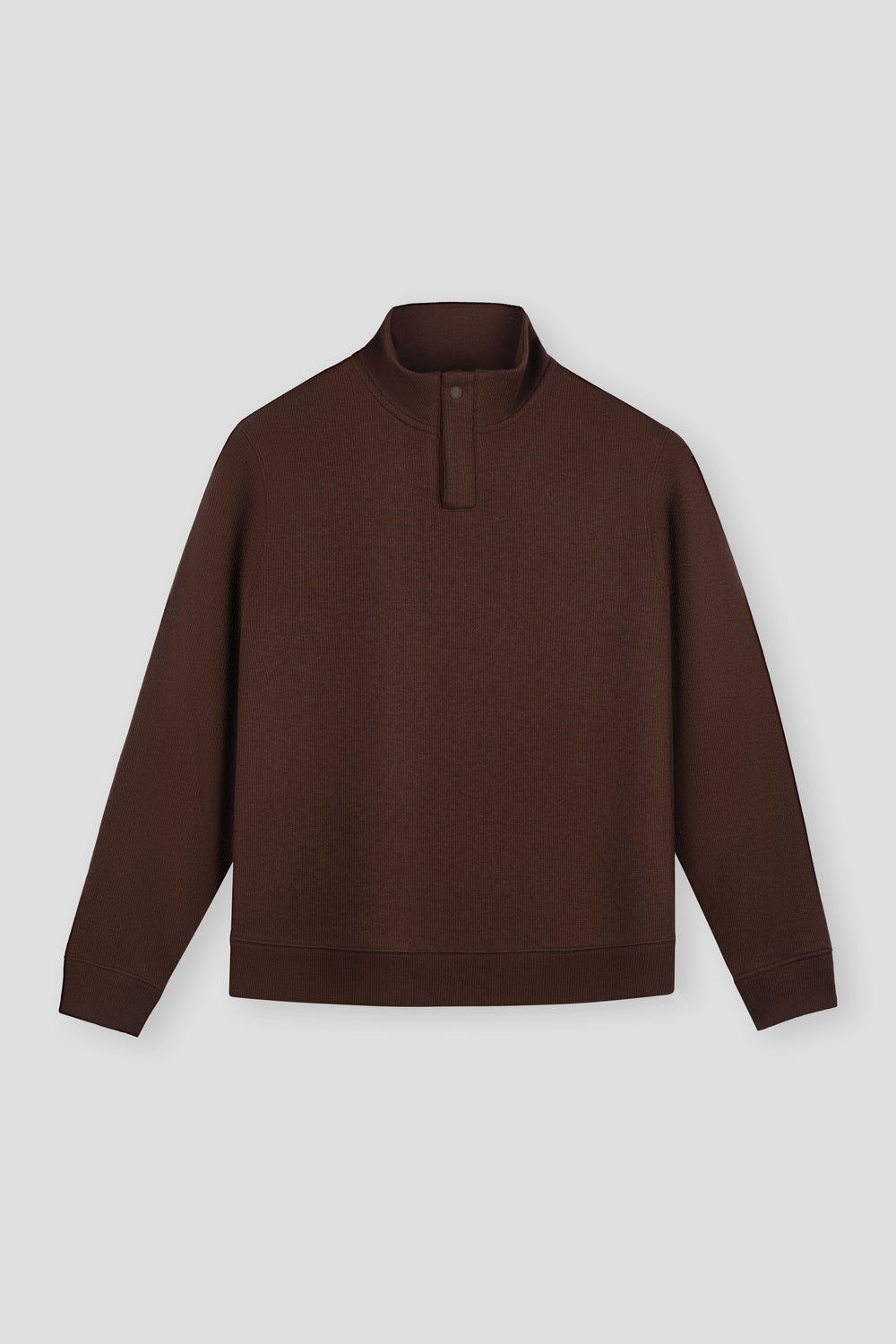 Cotton-Yak Quarter-Zip Ribbed Jacquard Sweater | Deep Brown VE3771