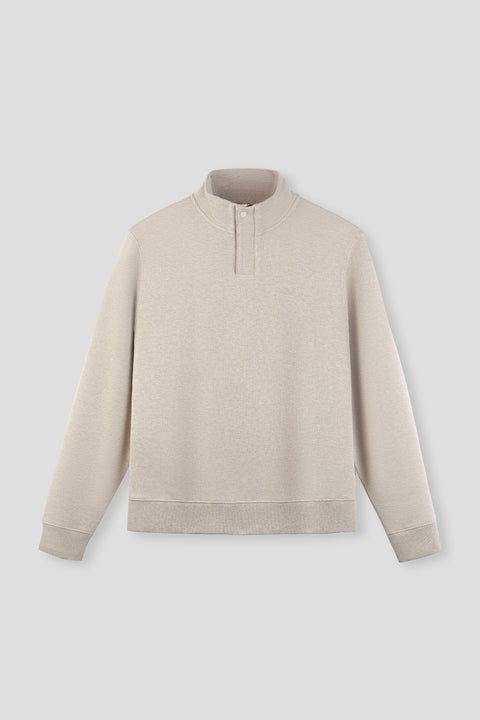Cotton-Yak Quarter-Zip Ribbed Jacquard Sweater | Light Khaki E4Y189