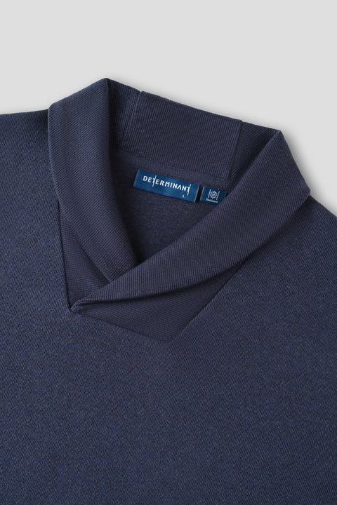 Merino-Blend French Rib Shawl Collar Sweater | Navy EB1244