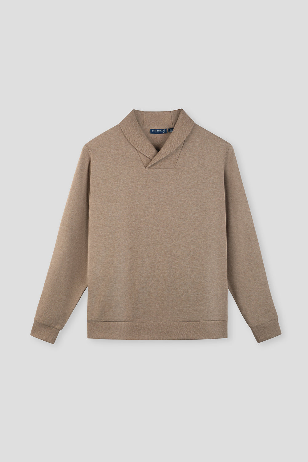 Merino-Blend French Rib Shawl Collar Sweater | Khaki E7W025