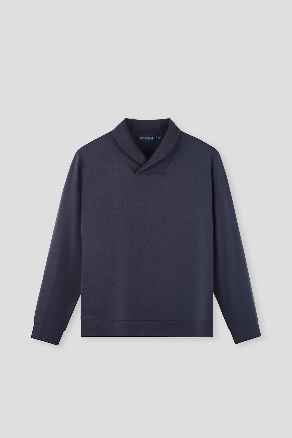 Merino-Blend French Rib Shawl Collar Sweater | Navy EB1244