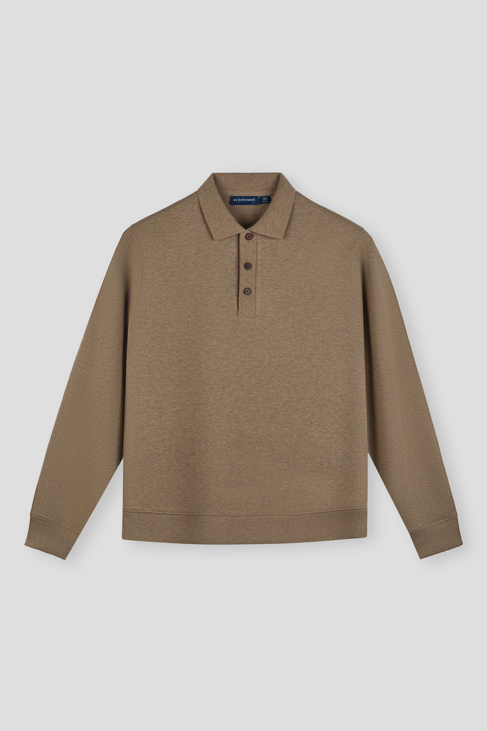 Cotton-Yak Ribbed Jacquard Polo Sweater | Taupe Khaki VE3083