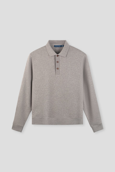 Cotton-Yak Ribbed Jacquard Polo Sweater | Grey VE3874