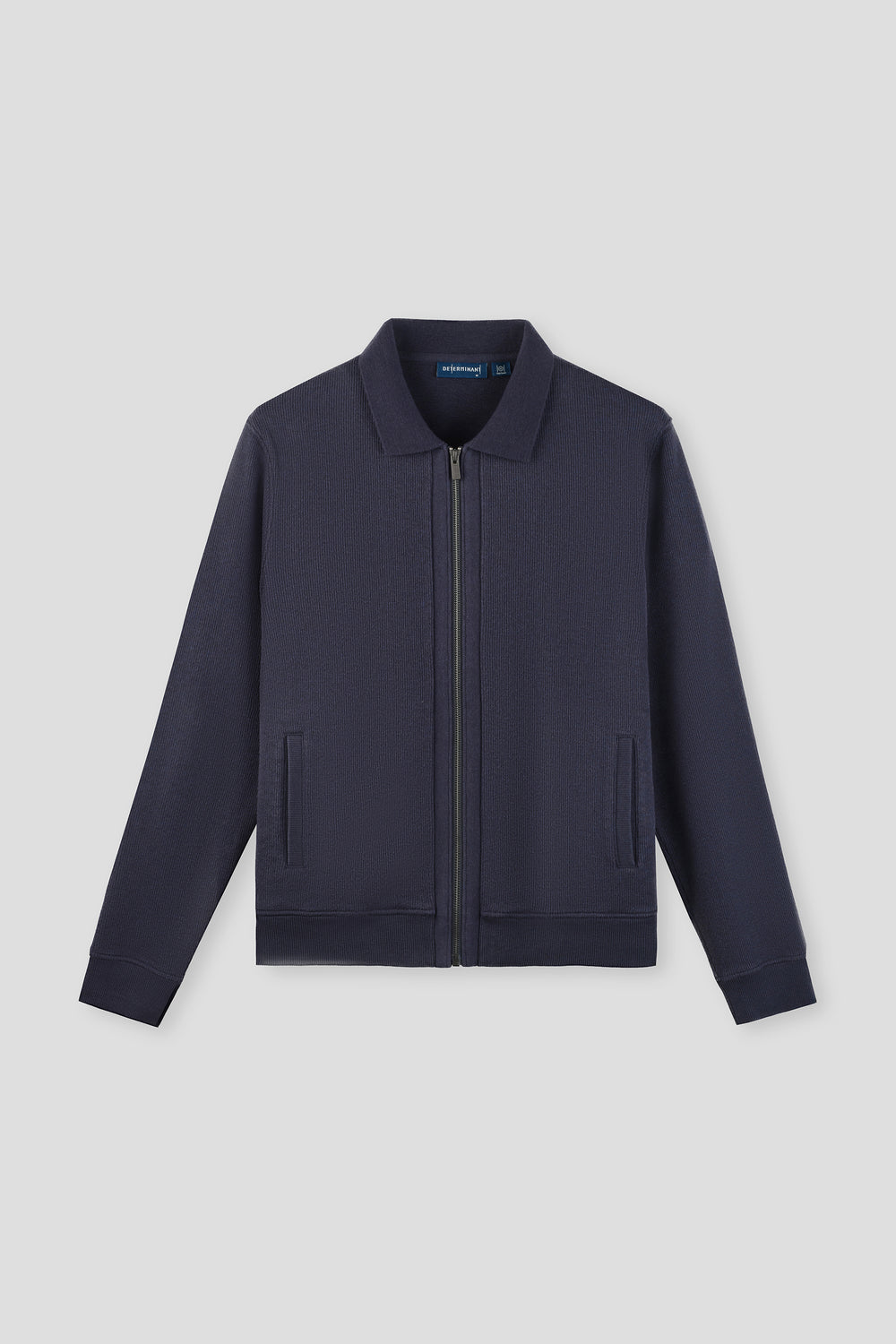Cotton-Yak Ribbed Jacquard Full-Zip Jacket | Navy EB1244
