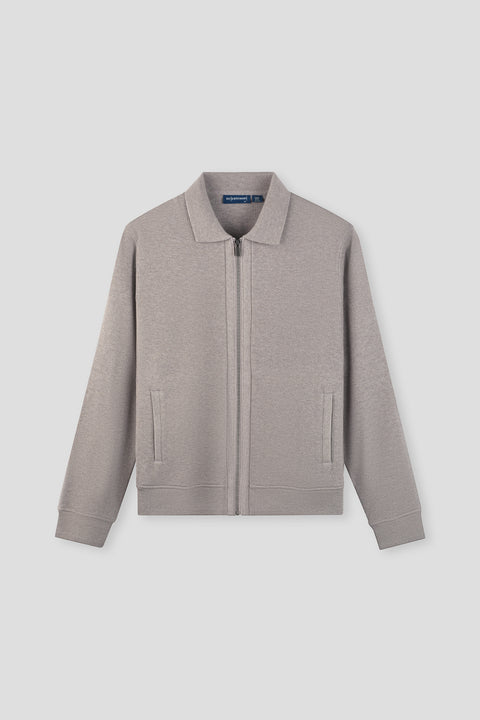 Cotton-Yak Ribbed Jacquard Full-Zip Jacket | Grey VE3874