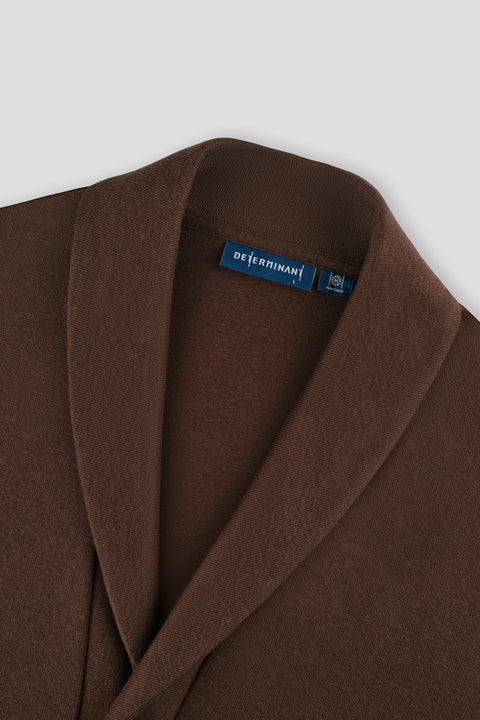 Merino-Blend French Rib Shawl Collar Cardigan | Deep Brown VE3771