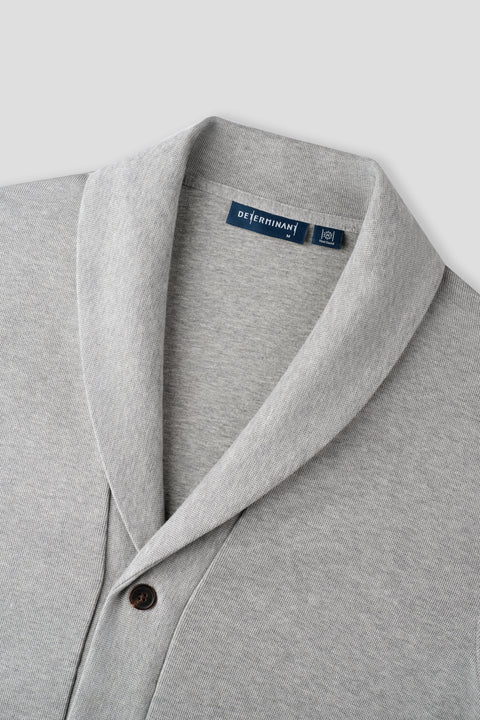 Merino-Blend French Rib Shawl Collar Cardigan | Grey EBC054
