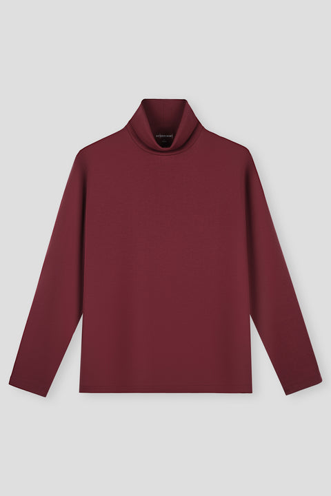 Merino-Blend 高領長袖 T-Shirt | Plum酒紅色 PT1627