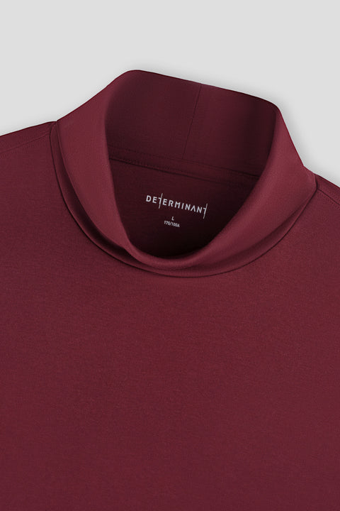 Merino-Blend 高領長袖 T-Shirt | Plum酒紅色 PT1627