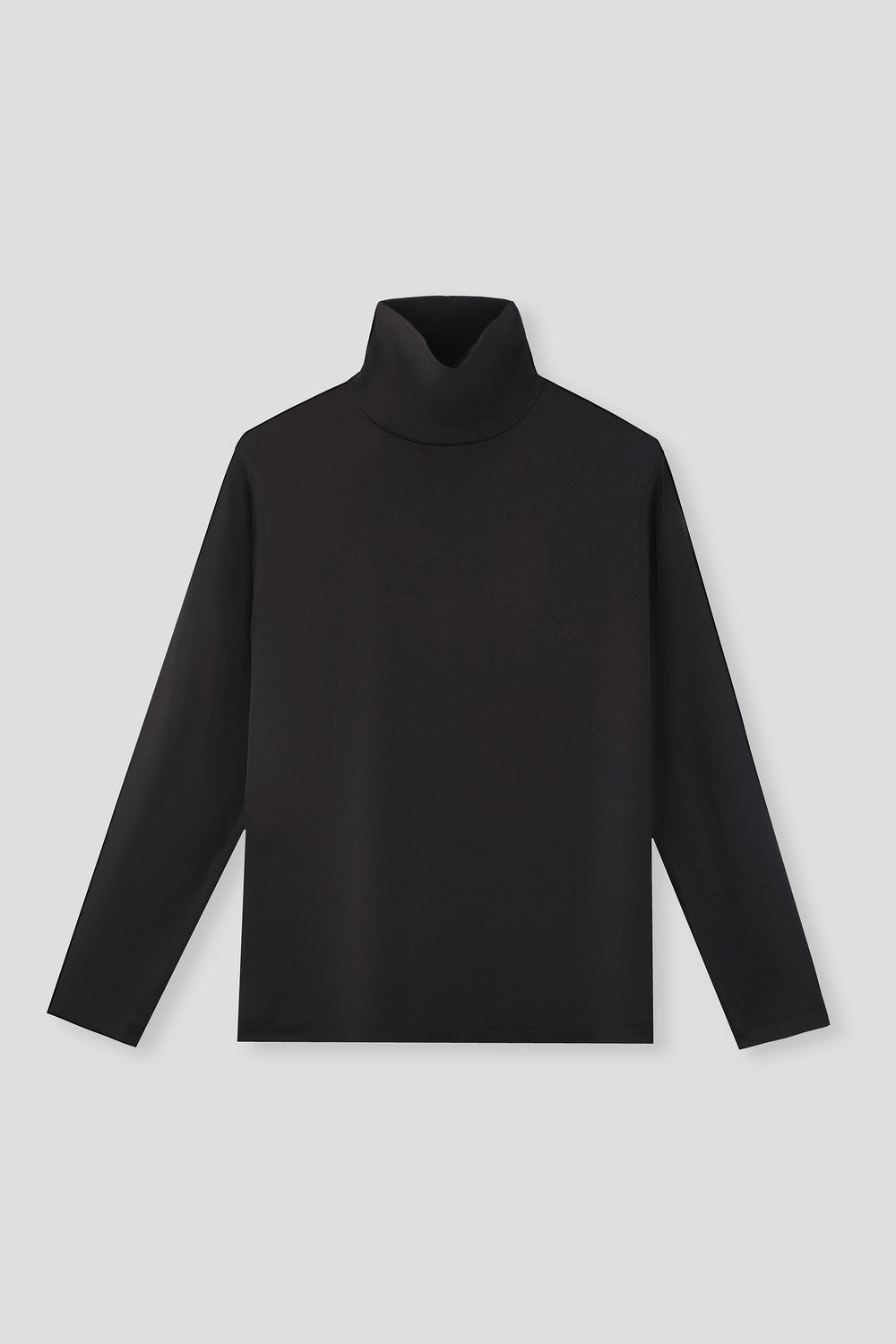 Merino-Blend Turtleneck Long Sleeve T-Shirt | Black BKFD01